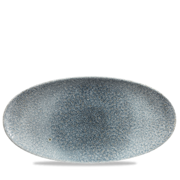 Raku Topaz Blue Chefs' Oval Plate 34.7 x 17.3cm